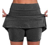 Falda corta para mujer de cintura alta sólida tenis golf entrenamiento deportes pantskirts para yoga Gym Dance Running vientre plano faldilla de tela extensible para mujer, verano falda atlética, 02
