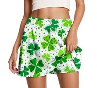 Falda corta para mujer - Falda deportiva con estampado de arco iris verde San Patricio, antitransparencia, tejido elástico transpirable, corte fluido para verano, fitness, yoga, correr y uso diario