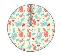 Falda de árbol con estampado de conejo mago de Navidad, tapete de árbol de Navidad de invierno para decoración en casa, fiesta, vacaciones, interiores y exteriores