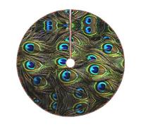 Falda de árbol con estampado de pavo real fresco, tapete de árbol de Navidad de invierno para decoración en casa, fiesta, vacaciones, interiores y exteriores