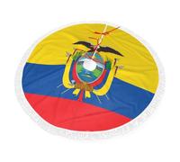 Falda de árbol de Año Nuevo de 48 pulgadas con borlas, bandera de Ecuador, impresión de una sola cara, adecuada para decoraciones de Navidad