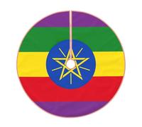 Falda de árbol de Navidad con estampado de bandera de Etiopía, apto para Navidad, fiestas, vacaciones y decoraciones de Año Nuevo