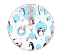 Falda de árbol de Navidad con estampado de copo de nieve y globo de pingüino, apto para Navidad, fiestas, vacaciones y decoraciones de Año Nuevo