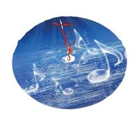 Falda de árbol de Navidad con estampado de notas musicales azules, tapete de Navidad con 3 lazos de cuerda roja, estilo granja para decoraciones de fiestas de vacaciones