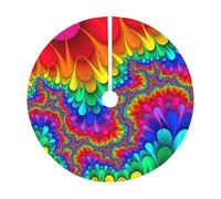 Falda de árbol de Navidad con estampado de teñido anudado de arco iris, decoración de bordes para el hogar, decoración de interiores, fiesta y Año Nuevo