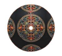 Falda de árbol de Navidad con estampado múltiple de medallón, decoración de tapete para árbol de Navidad, para decoración de interiores y exteriores