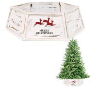 Falda de árbol de Navidad de 31.5 Pulgadas, Caja de Madera Plegable, Soporte para árbol de Navidad, Cubierta de Base, Collar de árbol, Canasta, Anillo para decoración de árbol