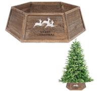 Falda de árbol de Navidad de 31.5 Pulgadas, Caja de Madera Plegable, Soporte para árbol de Navidad, Cubierta de Base, Collar de árbol, Canasta, Anillo para decoración de árbol