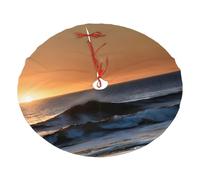Falda de árbol de Navidad de 36 pulgadas - Festive Holiday Last Sun Rays of Over The Sea Waves Print Party Mat Decor for Indoor Outdoor Christmas Decorations
