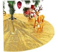 Falda de árbol de Navidad de 46 Pulgadas, Cubierta Redonda para la Base del árbol de Navidad, Lentejuelas Doradas Brillantes para decoración navideña de Fiesta en casa, decoración Dorada