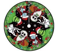 Falda de árbol de Navidad de 48 Pulgadas de Navidad Pesadilla Antes del árbol Jack y Sally Año Nuevo, decoración de árbol de Navidad, Cero Decoraciones de Navidad para Fiesta en casa