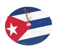 Falda de árbol de Navidad de felpa con bandera de Cuba, decoración de árbol de Navidad de franela suave con lazos rojos, adorno navideño fácil de instalar para Navidad