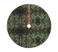 Falda de árbol de Navidad de pavo real fresco, adornos para árbol de Navidad, tapete para árbol de Navidad con 3 velcros para decoración de vacaciones