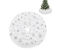 Falda de Árbol de Navidad de Piel Sintética Blanca - Cubierta de Base Estrella Plateada para Decoraciones en Casa - 40cm/15.75in