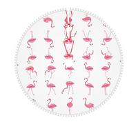 Falda de árbol de Navidad, falda de árbol de Navidad para invierno, Navidad, vacaciones, granja, decoración de fiesta interior, flamencos sobre estampado blanco