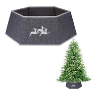 Falda de árbol de Navidad Plegable de arpillera de 26.8 Pulgadas, Soporte de Base para el Cuello, Tronco, Canasta, Anillo para decoración de árbol