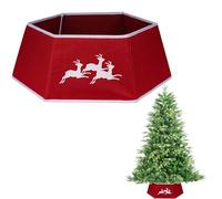 Falda de árbol de Navidad Plegable de arpillera de 26.8 Pulgadas, Soporte de Base para el Cuello, Tronco, Canasta, Anillo para decoración de árbol