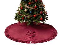 Falda de árbol de Navidad roja de 132 cm redonda roja con volantes para vacaciones, otoño, exterior, casa embrujada, patio