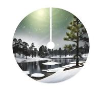 Falda de árbol de Navidad rústica con estampado de aguja de pino, falda acolchada para árbol de Navidad, perfecta para Navidad, Halloween