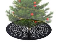 Falda de Árbol Negra | Falda De Árbol De Tela De Araña De 60 Cm | Alfombra Temática Espeluznante para Decoración de Halloween Navidad en Interior Exterior Jardín Casa Encantada - Decoración
