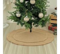Falda de arpillera para árbol de Navidad con diseño de doble capa y material de poliéster, adecuada para múltiples tamaños de árbol, añade profundidad y textura a las decoraciones de temporada (36