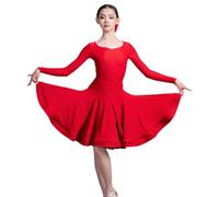 Falda De Baile For Niñas Latinas Vestido De Baile - Bailes Latinos Vals Tango Jazz Salsa Rumba Danza Moderna Disfraz De Fiesta Vestido De Competición De Baile De Salón For Niñas(Bright red,150cm)