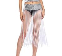 Falda de baile genérica para mujer, cinturones con flecos anudados en la cintura, cinturones de baile latino y danza oriental, accesorios de baile de moda, disfraz de carnaval, faldas de moda, plata