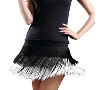 Falda de baile para mujer, corta, carnaval, disfraz sexy, borlas, vestido de baile, samba, salsa, ropa de baile, salsa, ropa de samba, disfraz de baile, fiesta, competición, vestido de flecos, falda