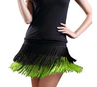 Falda de baile para mujer, corta, carnaval, disfraz sexy, borlas, vestido de baile, samba, salsa, ropa de baile, salsa, ropa de samba, disfraz de baile, fiesta, competición, vestido de flecos, falda