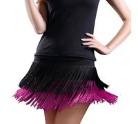 Falda de baile para mujer, corta, carnaval, disfraz sexy, borlas, vestido de baile, samba, salsa, ropa de baile, salsa, ropa de samba, disfraz de baile, fiesta, competición, vestido de flecos, falda