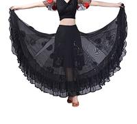 Falda de baile para mujer, falda de flamenca, falda de baile española con volantes, para adultos, ropa de baile larga, latina, estándar, falda de salón de baile, falda maxi, carnaval, disfraz, noche