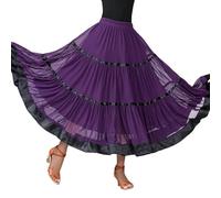 Falda de baile tradicional española con capas y falda acampanada para actuaciones, morado, XL
