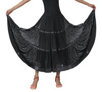 Falda de baile tradicional española con capas y falda acampanada para actuaciones, Negro , L