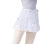 Falda de ballet bordada for mujer, minibufanda sexy de 2 capas, ropa de baile for niñas adultas, clases de bailarina, disfraz de actuación Para Mujeres y Niñas(White)