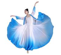 Falda De Ballet Falda de Ballet elegante con gradiente for mujer, Ropa de baile larga fluida de gasa, traje de baile clásico de 360-720 grados, falda Maxi de actuación(Blue skirt,85cm (360 Degrees))
