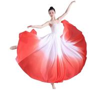 Falda De Ballet Falda de Ballet elegante con gradiente for mujer, Ropa de baile larga fluida de gasa, traje de baile clásico de 360-720 grados, falda Maxi de actuación(Red skirt,85cm (360 Degrees))