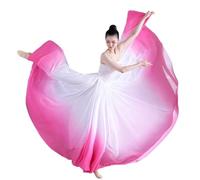 Falda De Ballet Falda de Ballet elegante con gradiente for mujer, Ropa de baile larga fluida de gasa, traje de baile clásico de 360-720 grados, falda Maxi de actuación(Pink skirt,85cm (360 Degrees))