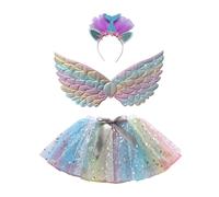 Falda de ballet para niña, para vacaciones, fiestas, tul, con alas, verde menta, 2-4 años