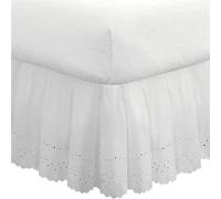 Falda de Cama clásica con Detalles Bordados y Volantes, Multiusos (no Incluye sábana) Cubre Canapes(135x190x38cm)