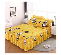 Falda de Cama Colchas espesadas Dormitorio de la Hoja sábana Ajustada Antideslizante King Rey Falda Cama Boda Kedskirt(Dishu,1PC Bed Skirt150x200)