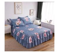 Falda de Cama Colchas espesadas Dormitorio de la Hoja sábana Ajustada Antideslizante King Rey Falda Cama Boda Kedskirt(Yifuxinyue,1PC Bed Skirt180x200)