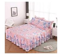 Falda de Cama Colchas espesadas Dormitorio de la Hoja sábana Ajustada Antideslizante King Rey Falda Cama Boda Kedskirt(Xianmanyuan,1PC Bed Skirt180x200)