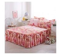 Falda de Cama Colchas espesadas Dormitorio de la Hoja sábana Ajustada Antideslizante King Rey Falda Cama Boda Kedskirt(Wumeihuawan,1PC Bed Skirt180x200)