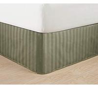 Falda de Cama con Rayas de Calidad egipcia - Plisada a Medida de 35,5 cm de caída, Todos los tamaños y Colores, Queen, Verde