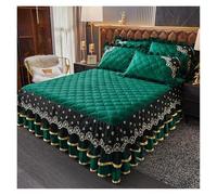 Falda De Cama De Encaje Funda de Cama Terciopelo Acolchada, Sábana Ajustable Encaje, Falda con Volantes Felpa cálida for Invierno, Protector colchón Queen King(Green,47.24x78.74in-1pc)