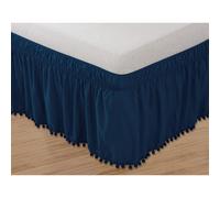 Falda de cama de lujo Celine Linen con volantes, pompones, borlas y nudo superior, estilo envolvente, el stica, resistente a las arrugas, ca da d