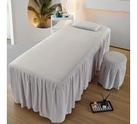 Falda De Cama De Masaje Sólida Funda De Cama De Masaje Con Orificio Para Respirar Funda Mesa SPA Con Faldón Sábana Bajera Para Camilla De Masaje Spa Cabeza Cuadrada,Gris,190x80cm(S)