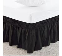 Falda de Cama Envoltura Alrededor de la Cama Falda elástica Volantes Fit Fácil Off Fadear Resistente a Faldas Color sólido Hotel para la decoración de la Cama(Black,Twin and Full)