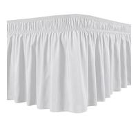 Falda de cama fácil de limpiar Envoltura sedosa con volantes Ajuste Elástico que no se decolora Durable Oculta el marco Proporciona espacio de almacenamiento Lavable a máquina Encantador Blanco ME
