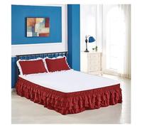 Falda de Cama Falda de Cama con Volantes 4 Capas, Falda elástica Envolvente, Cubierta sin Superficie, Hotel for el hogar, Doble/Completa/Reina/Rey(Wine Red,King 200x200x45cm)